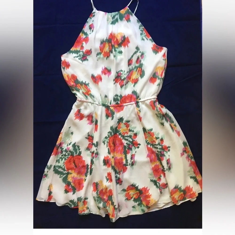 Joie 100% Silk spaghetti strap, halter neckline short dress size small. Flirty.
